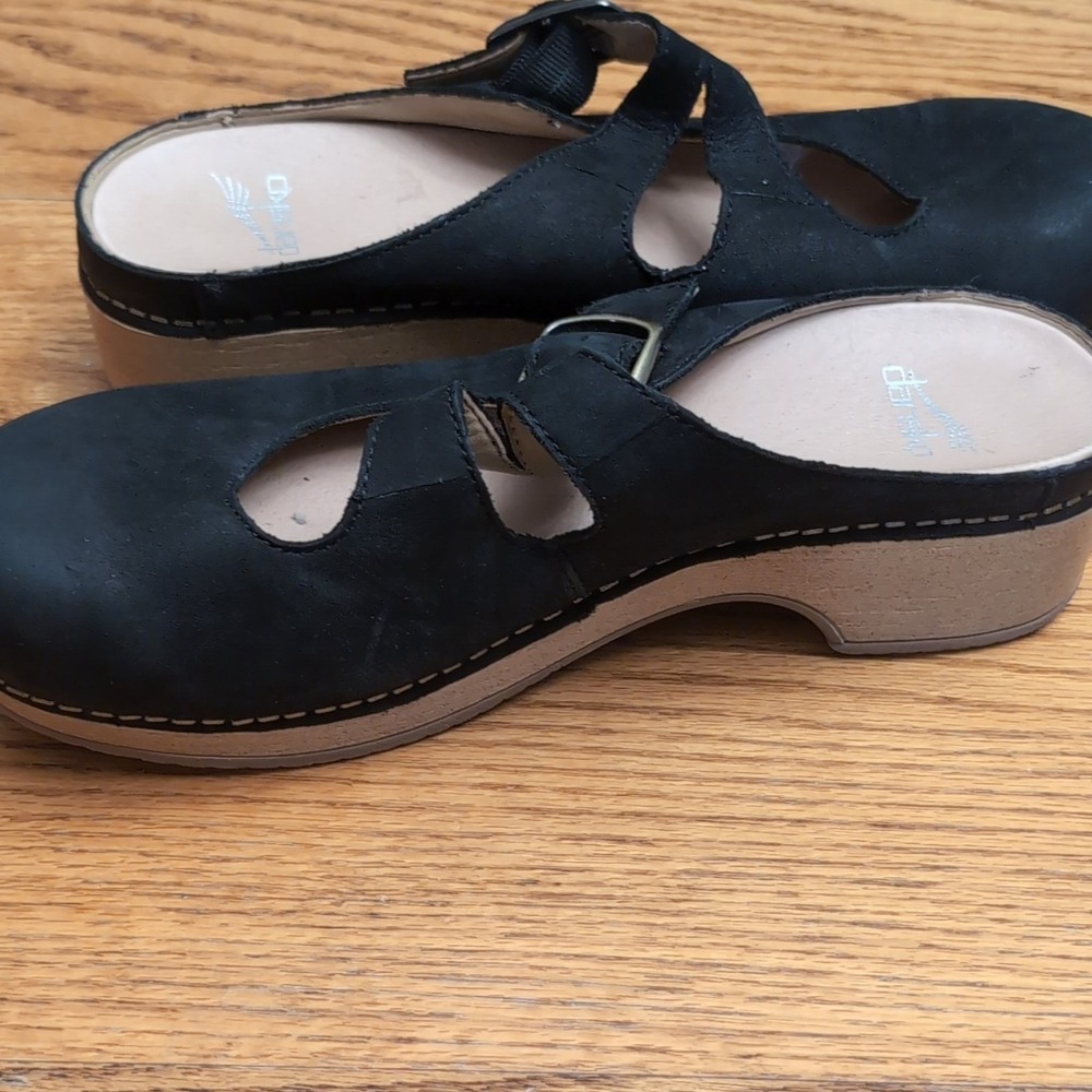 Dansko Britney Women's Black Leather Clogs EU 38 US 8 Arch Support Wedge - Picture 4 of 8